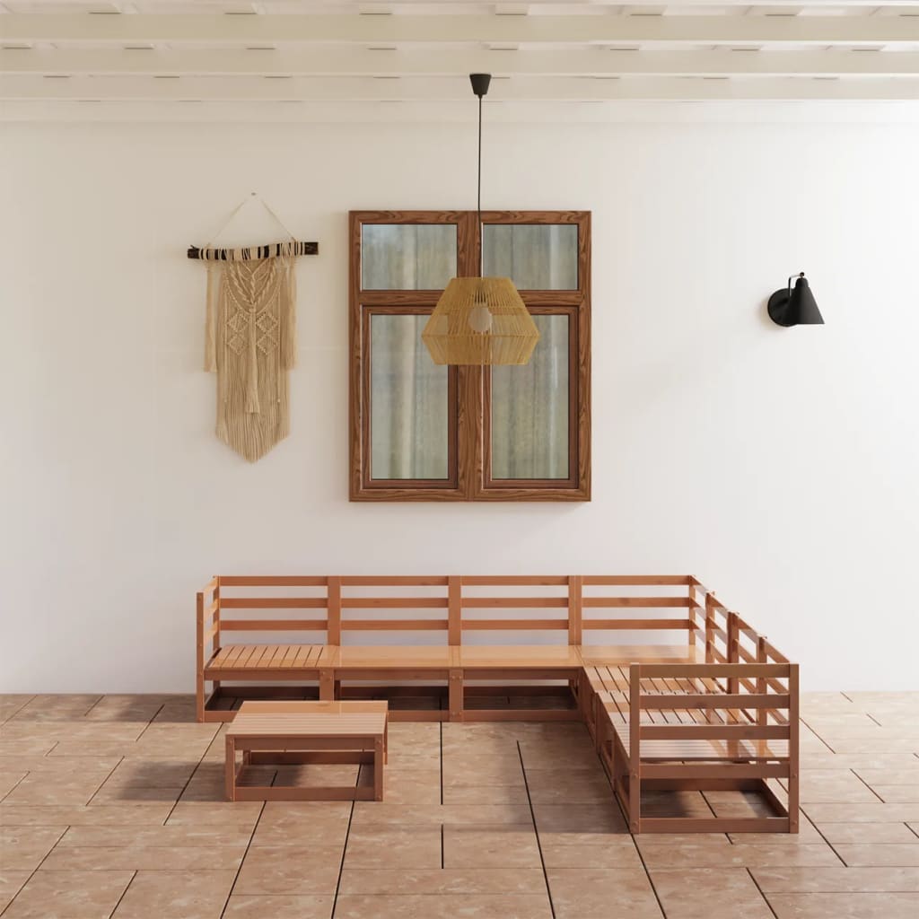 Vixl Set Mobilier Grădină Cu Perne, 8 Piese, , Lemn Masiv Pin