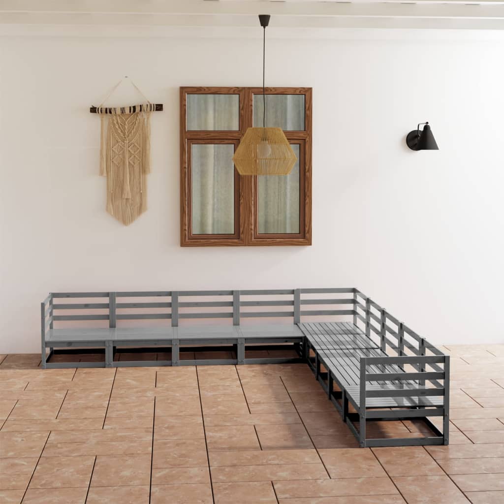 Vixl Set Mobilier Grădină Cu Perne, 9 Piese, Lemn Masiv De Pin