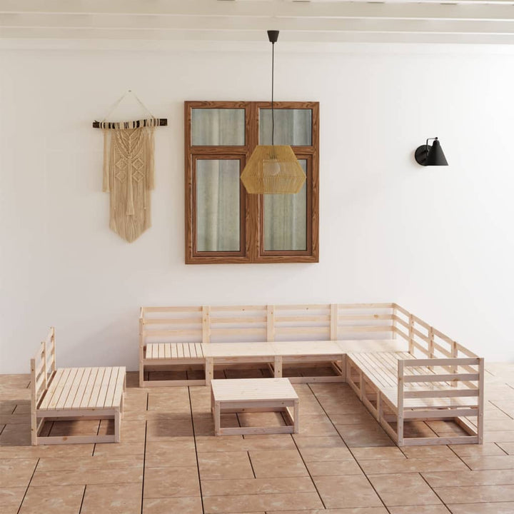 Vixl Set Mobilier Grădină Perne, 10 Piese, Lemn Masiv Pin