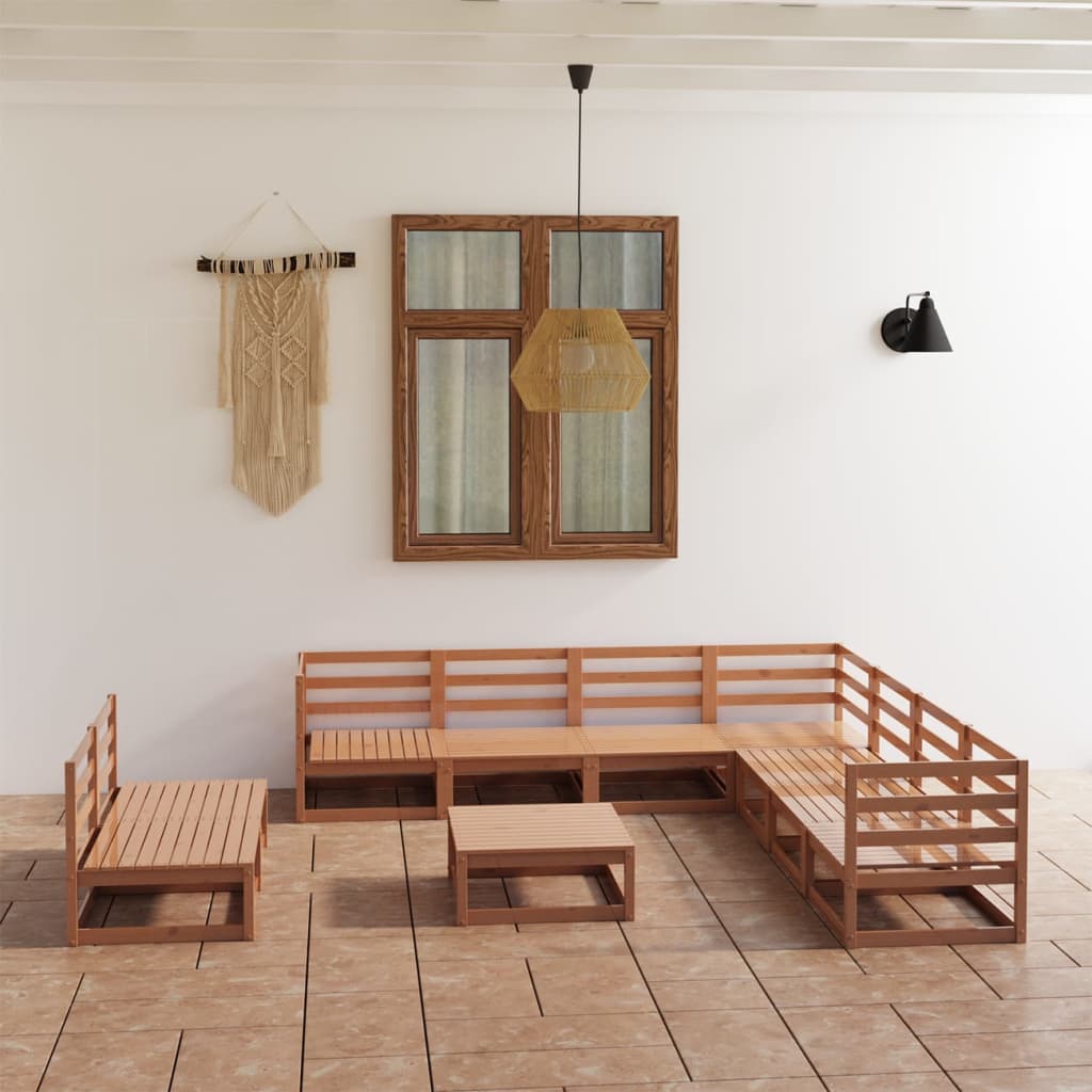 Vixl Set Mobilier Grădină Perne, 10 Piese, Lemn Masiv Pin