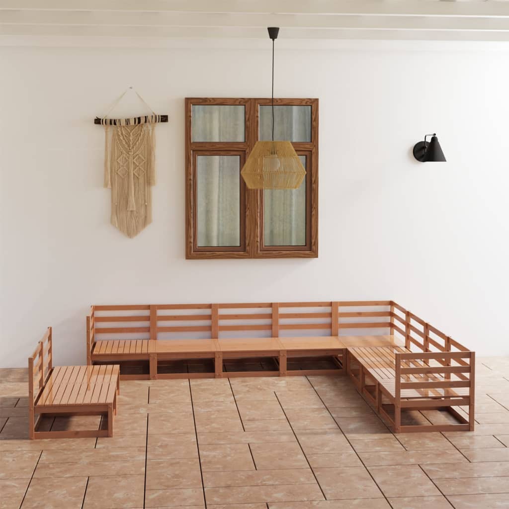 Vixl Set Mobilier Grădină Perne, 10 Piese, Lemn Masiv Pin