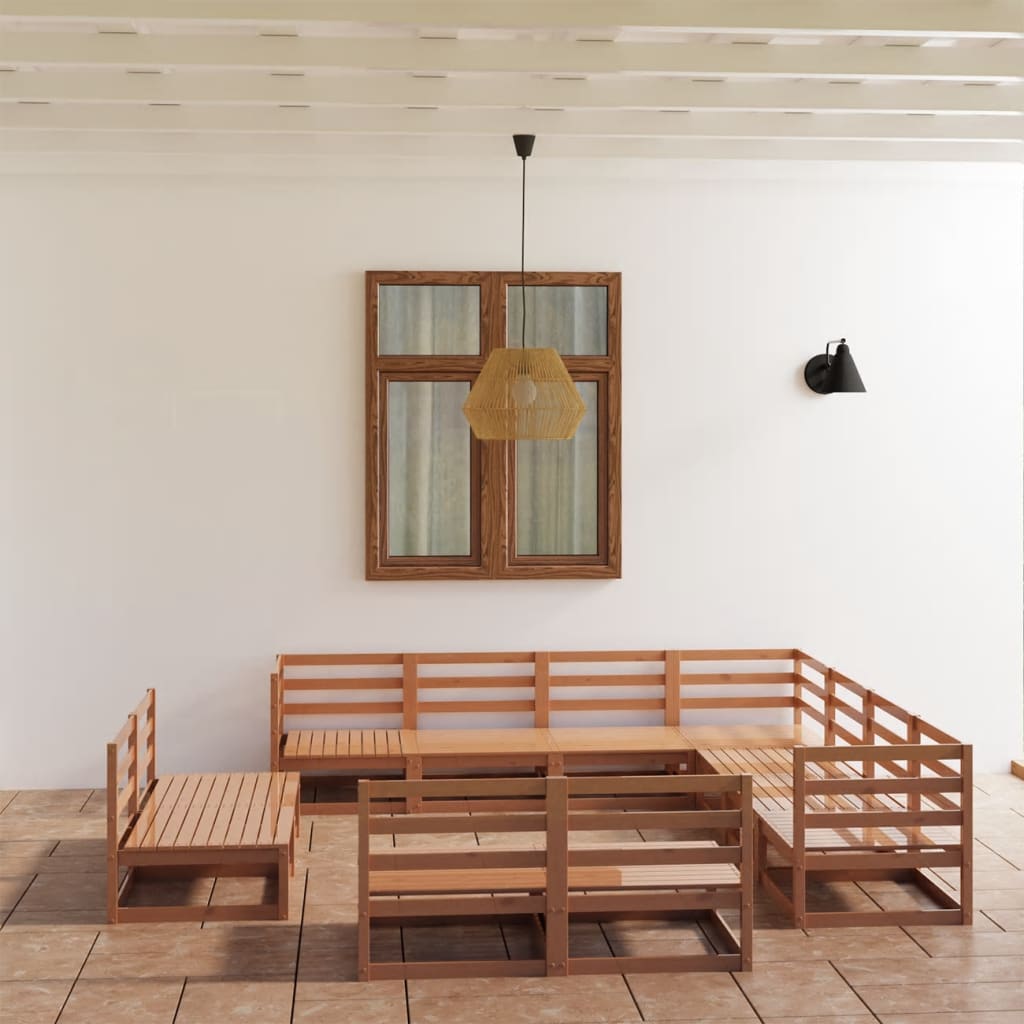 Vixl Set Mobilier Grădină Cu Perne, 11 Piese, , Lemn Masiv De Pin