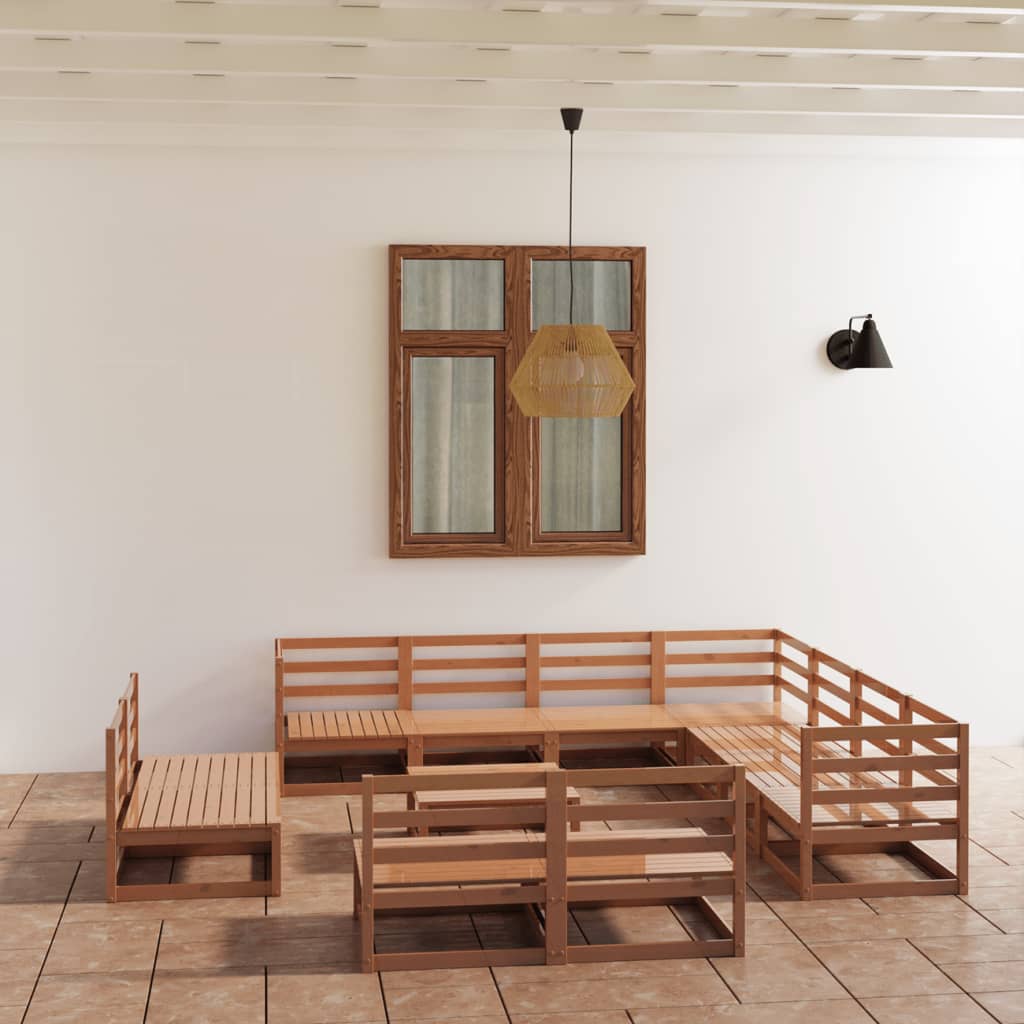 Vixl Set Mobilier Grădină Cu Perne, 12 Piese, Lemn Masiv De Pin