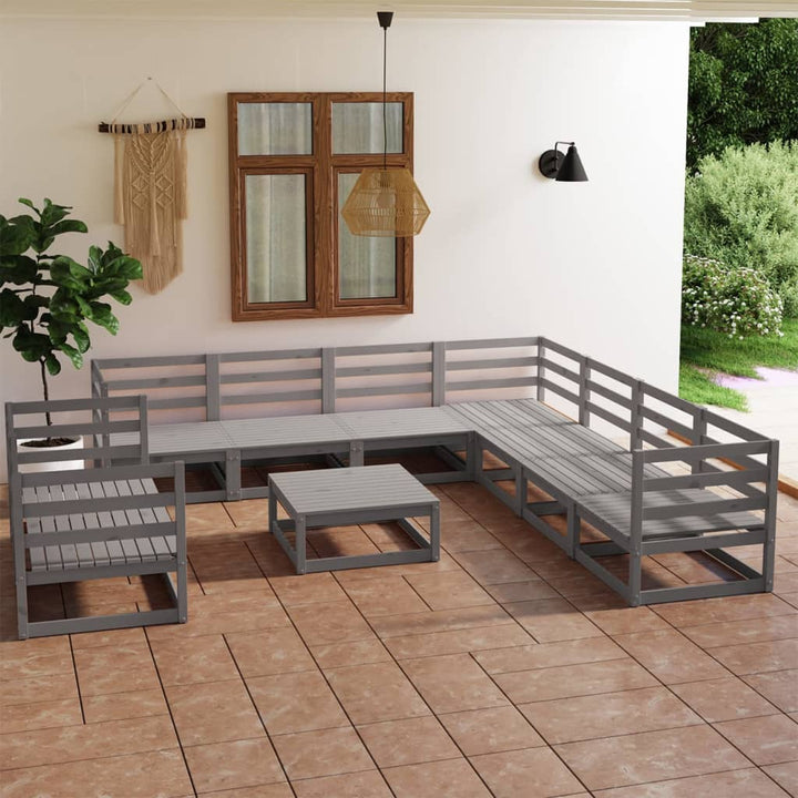 Vixl Set Mobilier Grădină Cu Perne, 10 Piese, , Lemn Masiv Pin