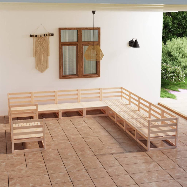 Vixl Set Mobilier Grădină Cu Perne, 11 Piese, , Lemn Masiv De Pin