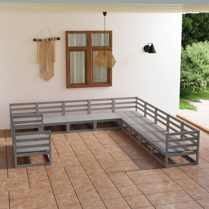 Vixl Set Mobilier Grădină Cu Perne, 11 Piese, , Lemn Masiv De Pin