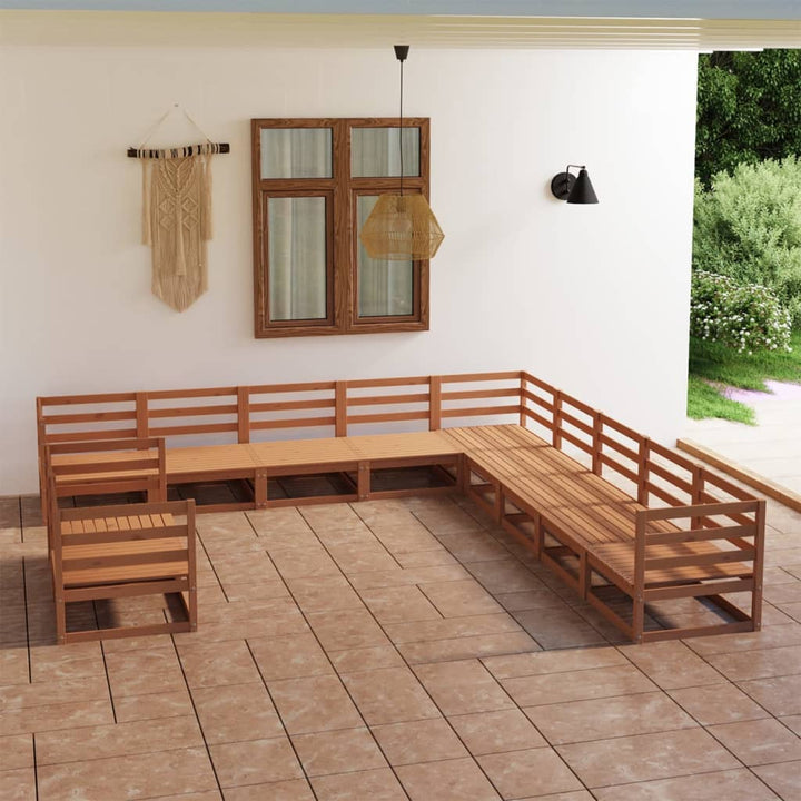Vixl Set Mobilier Grădină Cu Perne, 11 Piese, , Lemn Masiv De Pin