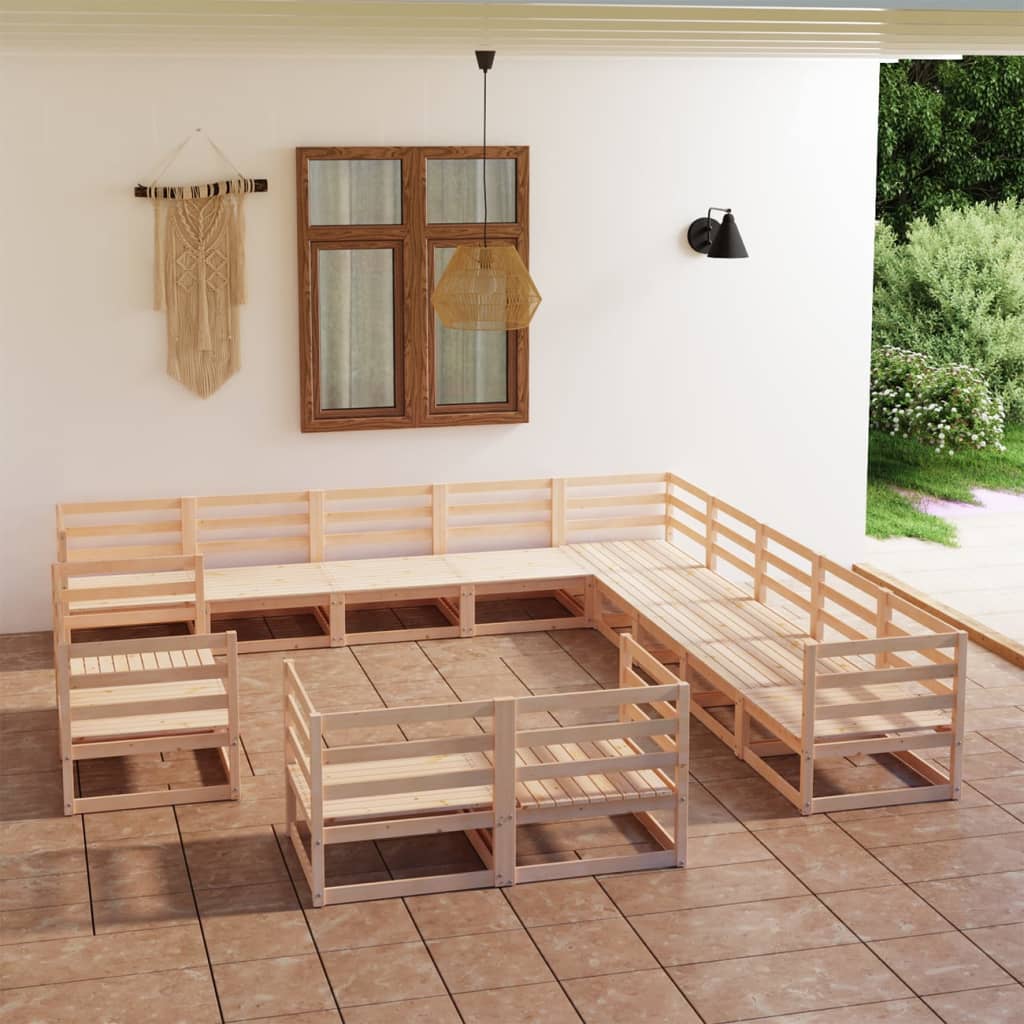 Vixl Set Mobilier De Grădină Cu Perne,13 Piese,,Lemn Masiv De Pin