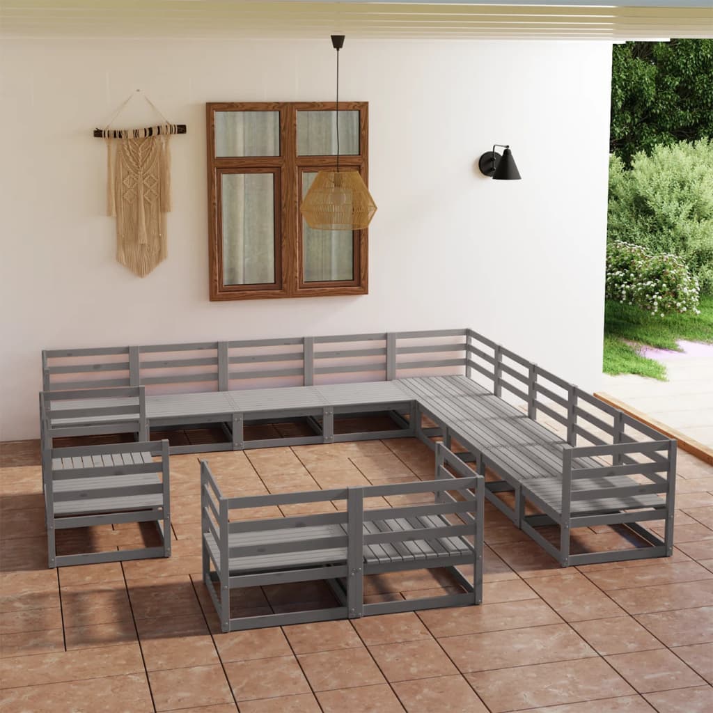 Vixl Set Mobilier De Grădină Cu Perne,13 Piese,,Lemn Masiv De Pin