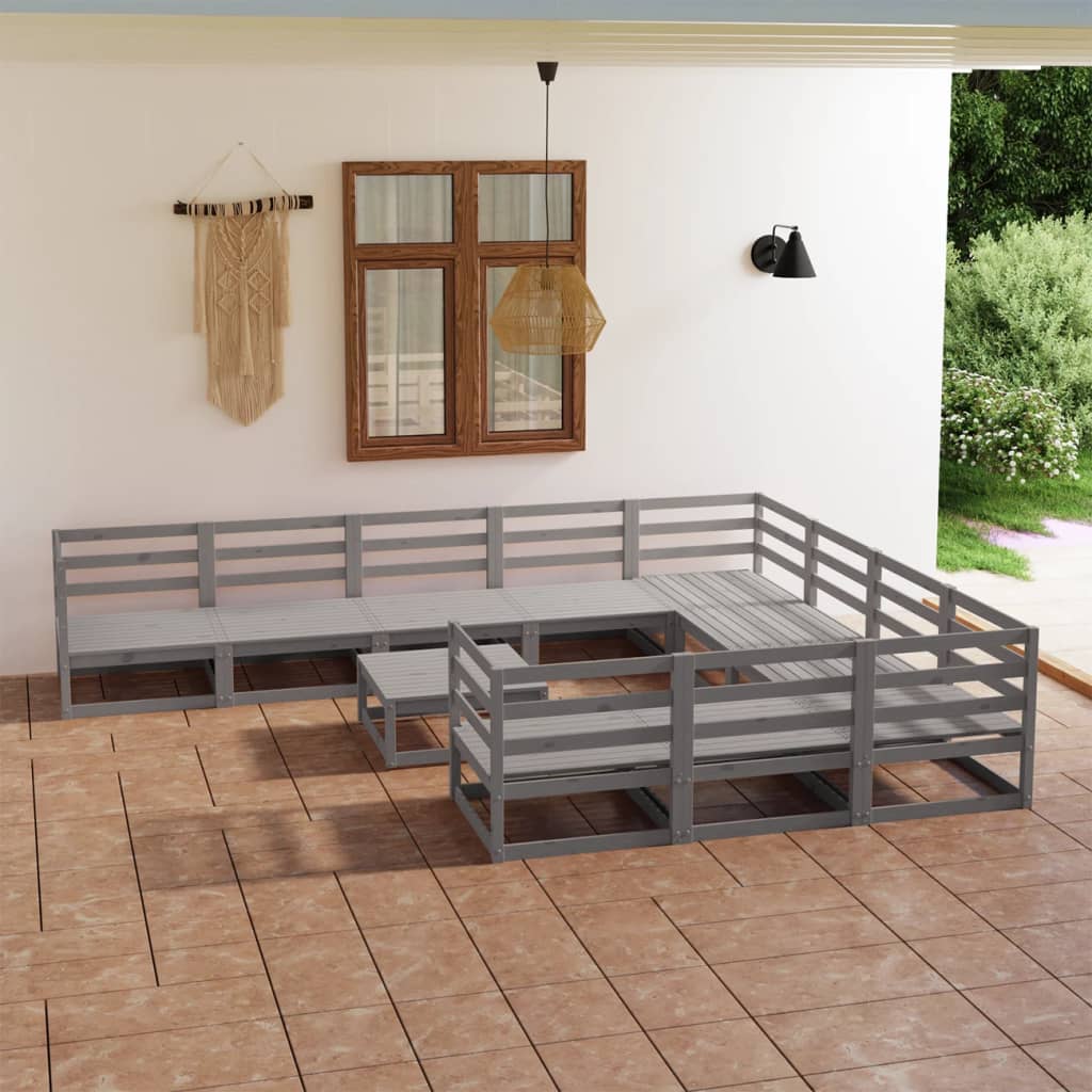 Vixl Set Mobilier Grădină Cu Perne, 11 Piese, Lemn Masiv De Pin