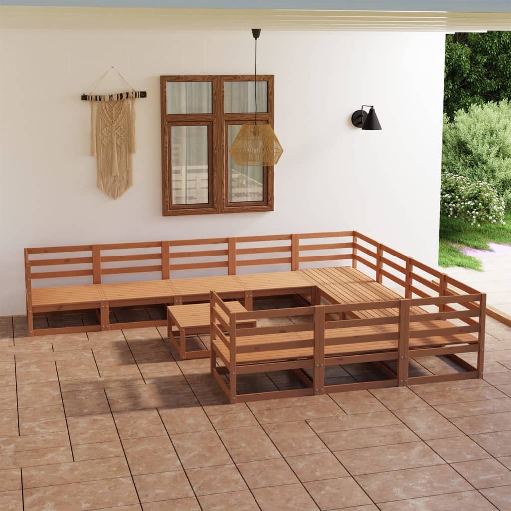 Vixl Set Mobilier Grădină Cu Perne, 11 Piese, Lemn Masiv De Pin