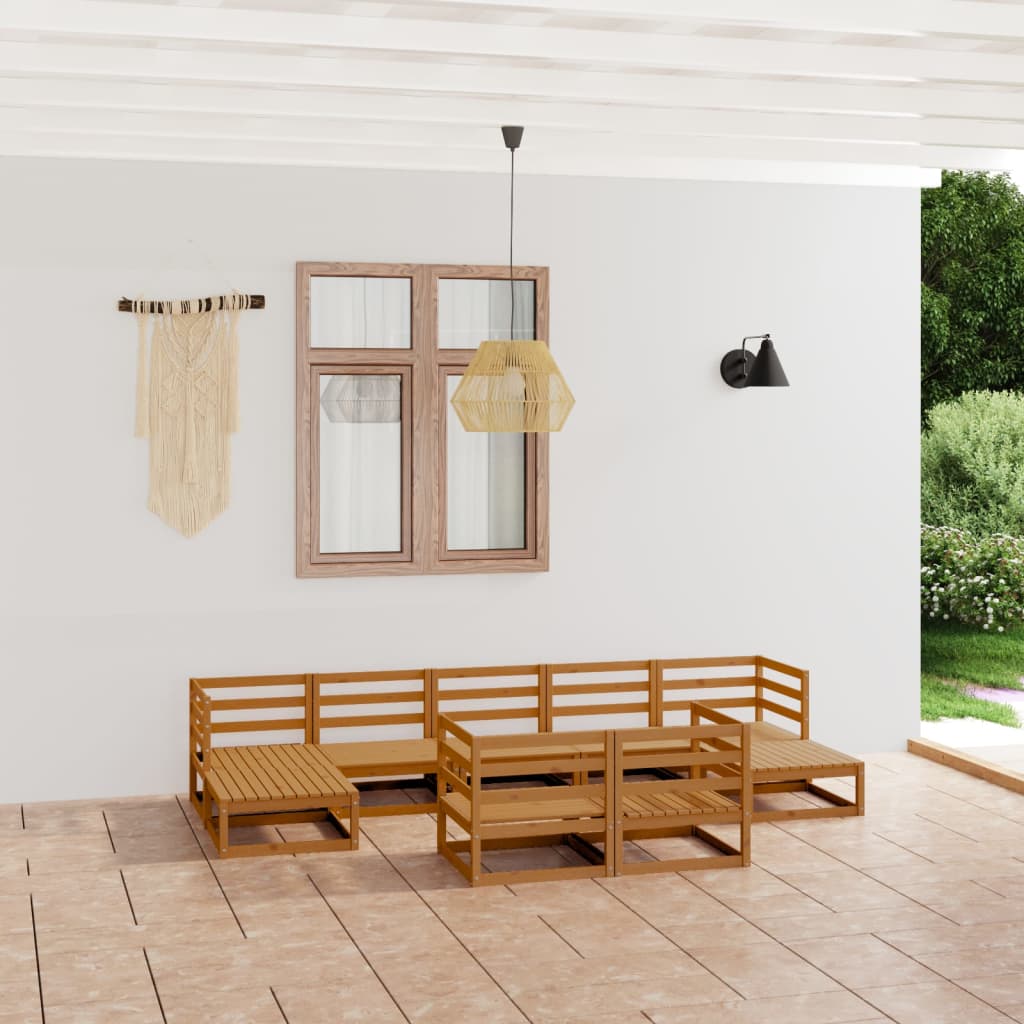 Vixl Set Mobilier Grădină Cu Perne, 9 Piese, , Lemn Masiv De Pin