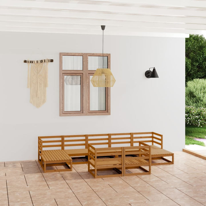 Vixl Set Mobilier Grădină Cu Perne, 9 Piese, , Lemn Masiv De Pin