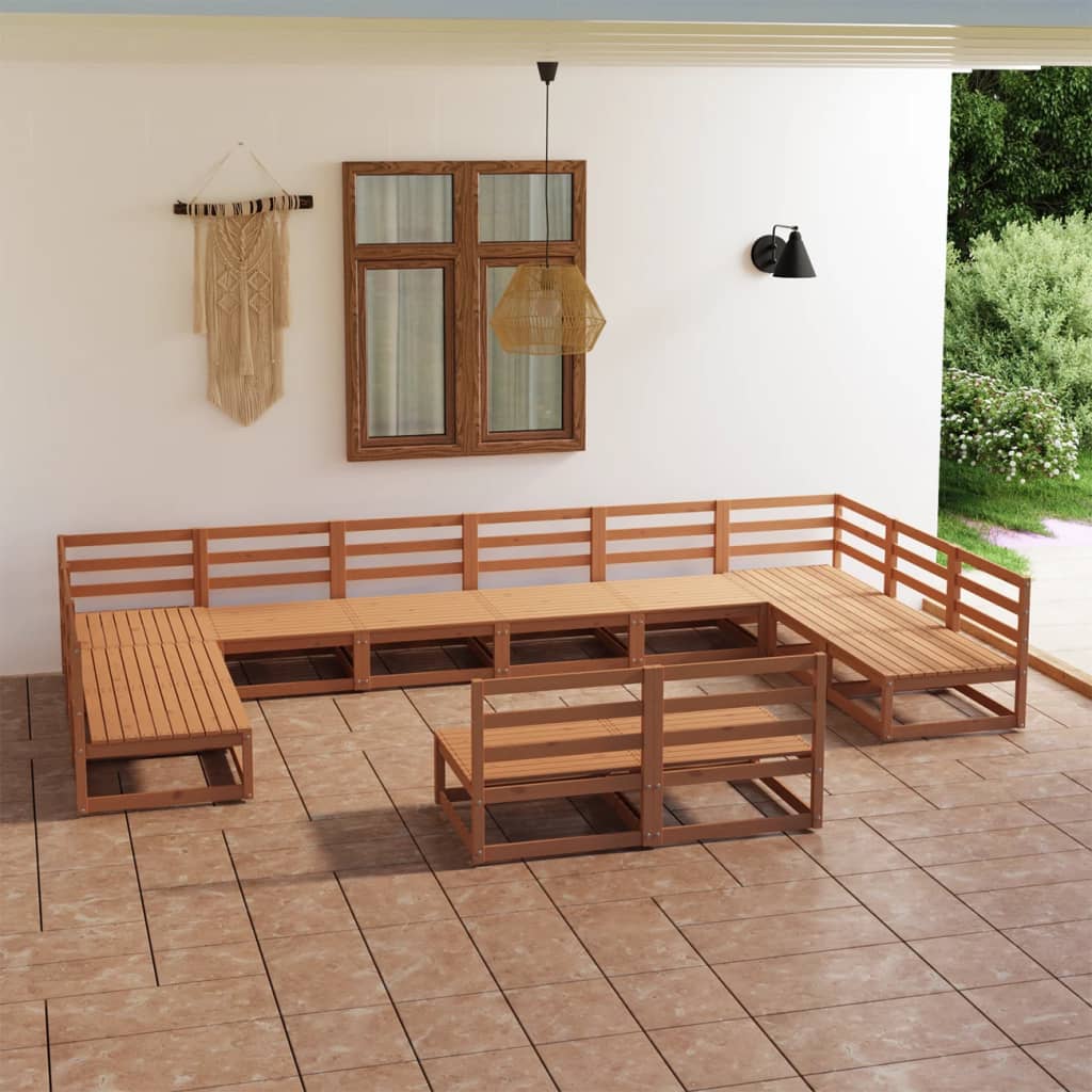 Vixl Set Mobilier Grădină Perne, 12 Piese, , Lemn Masiv Pin