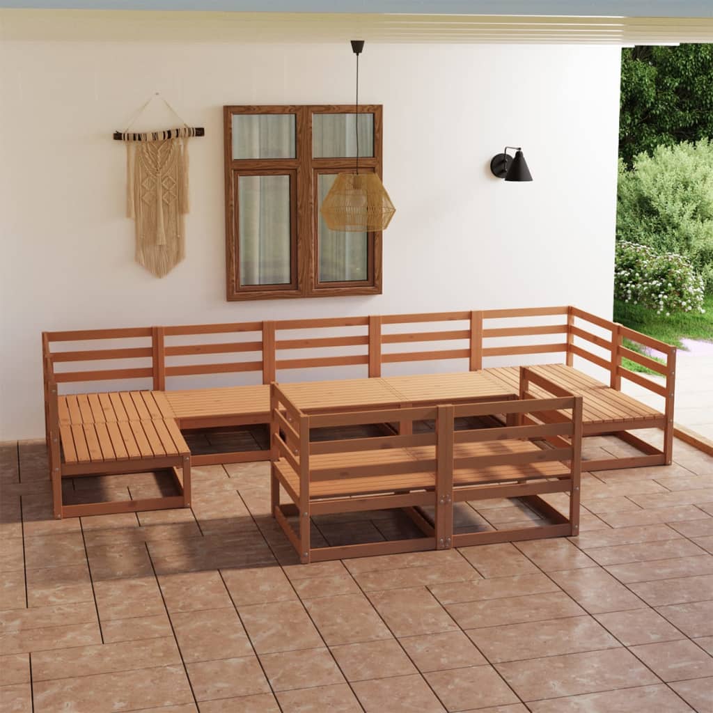 Vixl Set Mobilier Grădină Cu Perne, 9 Piese, , Lemn Masiv De Pin