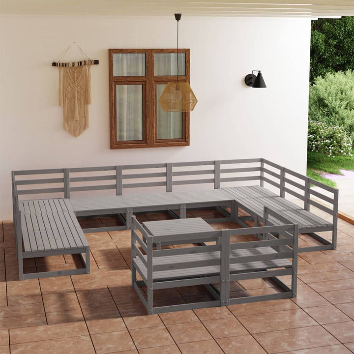 Vixl Set Mobilier Grădină Cu Perne, 12 Piese, , Lemn Masiv De Pin