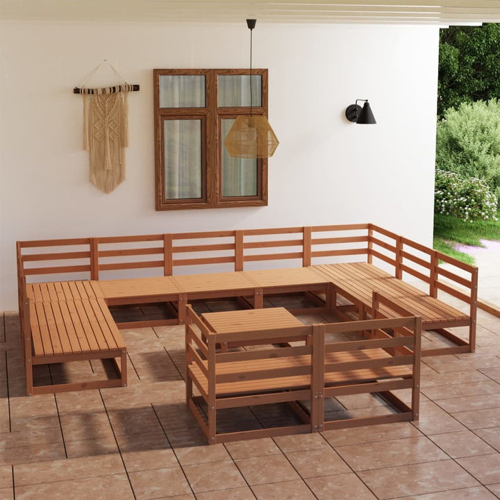 Vixl Set Mobilier Grădină Cu Perne, 12 Piese, , Lemn Masiv De Pin