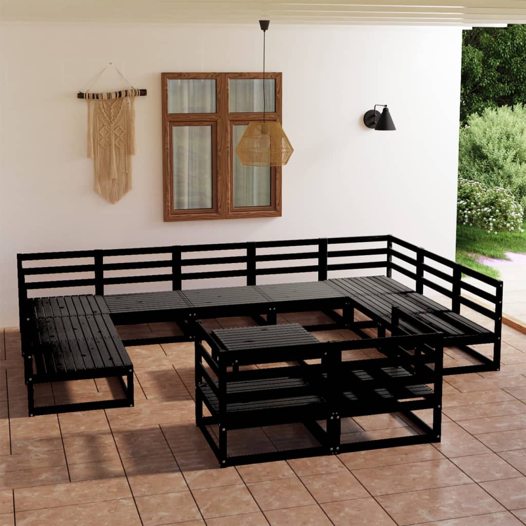 Vixl Set Mobilier Grădină Cu Perne, 12 Piese, , Lemn Masiv De Pin