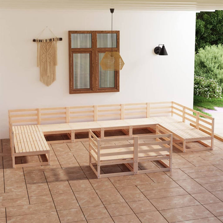 Vixl Set Mobilier Grădină Cu Perne, 12 Piese, , Lemn Masiv De Pin