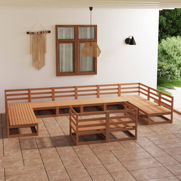 Vixl Set Mobilier Grădină Cu Perne, 12 Piese, , Lemn Masiv De Pin