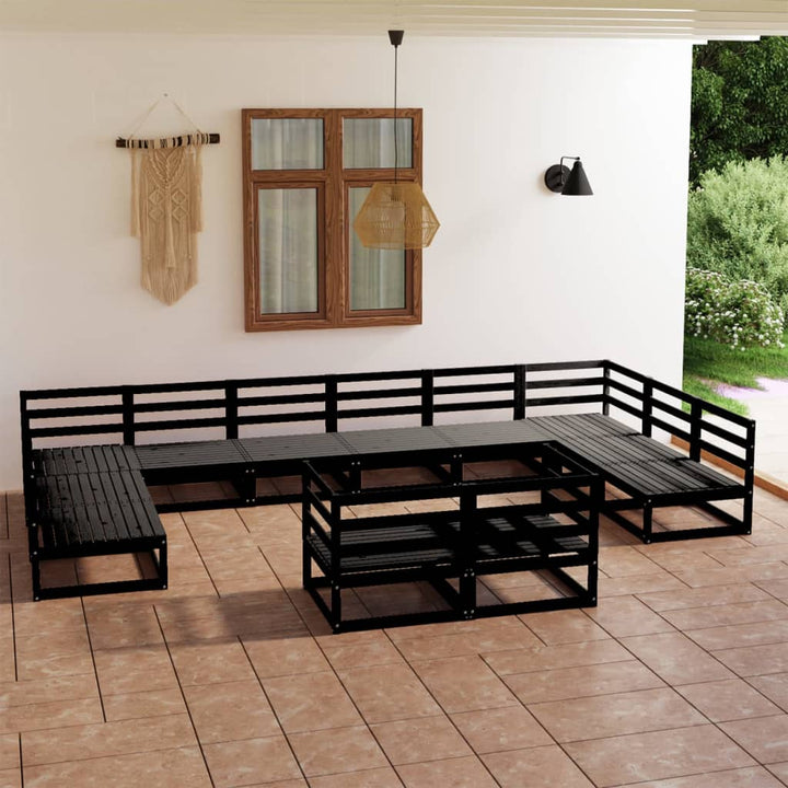 Vixl Set Mobilier Grădină Cu Perne, 12 Piese, , Lemn Masiv De Pin