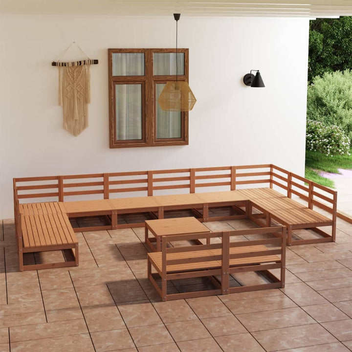 Vixl Set Mobilier Grădină Perne, 13 Piese, , Lemn Masiv Pin