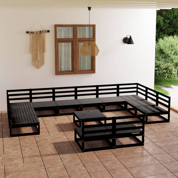 Vixl Set Mobilier Grădină Perne, 13 Piese, , Lemn Masiv Pin