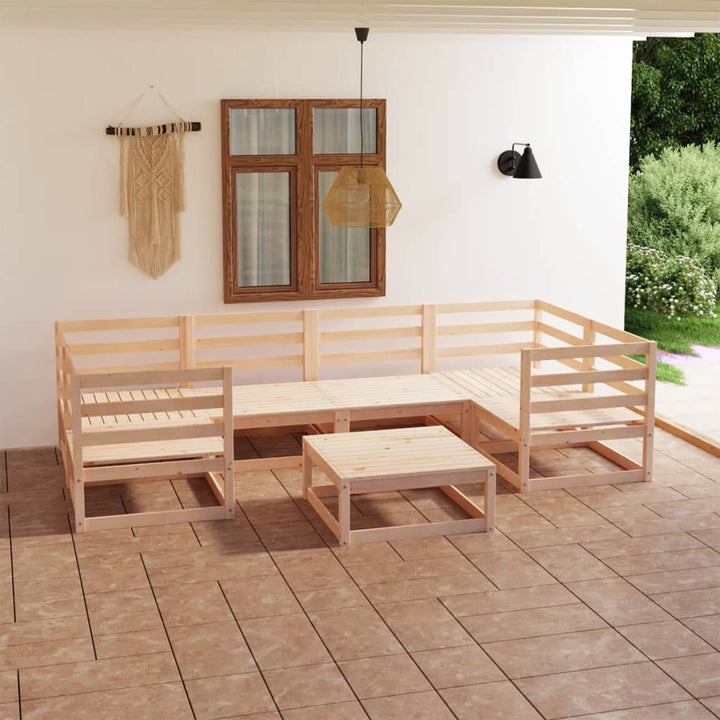 Vixl Set Mobilier Grădină Cu Perne, 7 Piese, , Lemn Masiv Pin