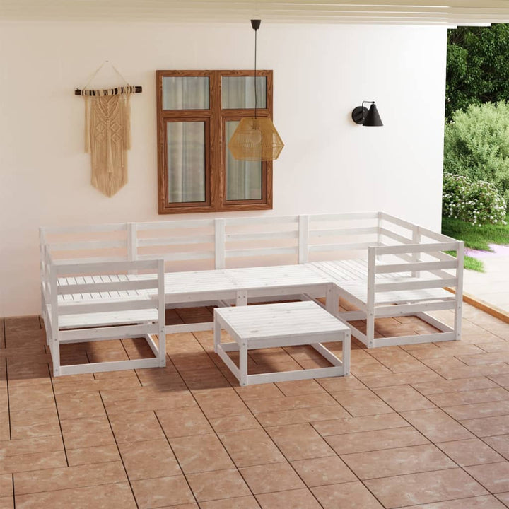 Vixl Set Mobilier Grădină Cu Perne, 7 Piese, , Lemn Masiv Pin