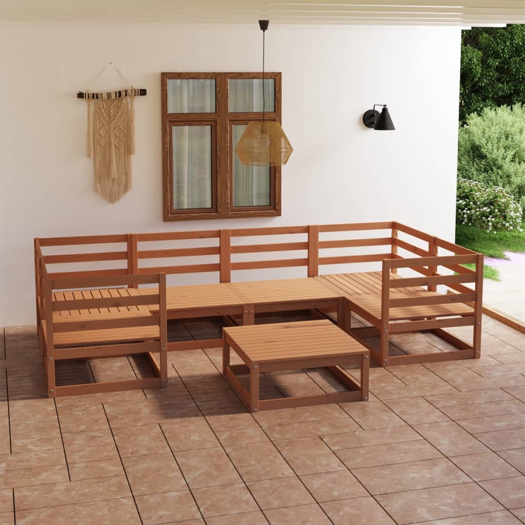 Vixl Set Mobilier Grădină Cu Perne, 7 Piese, , Lemn Masiv Pin