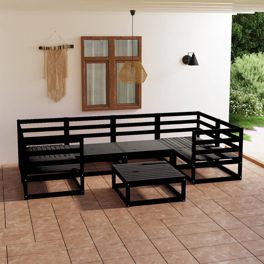 Vixl Set Mobilier Grădină Cu Perne, 7 Piese, , Lemn Masiv Pin