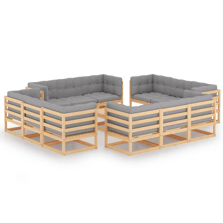 Vixl Set Mobilier Grădină Cu Perne, 13 Piese, Lemn Masiv Pin