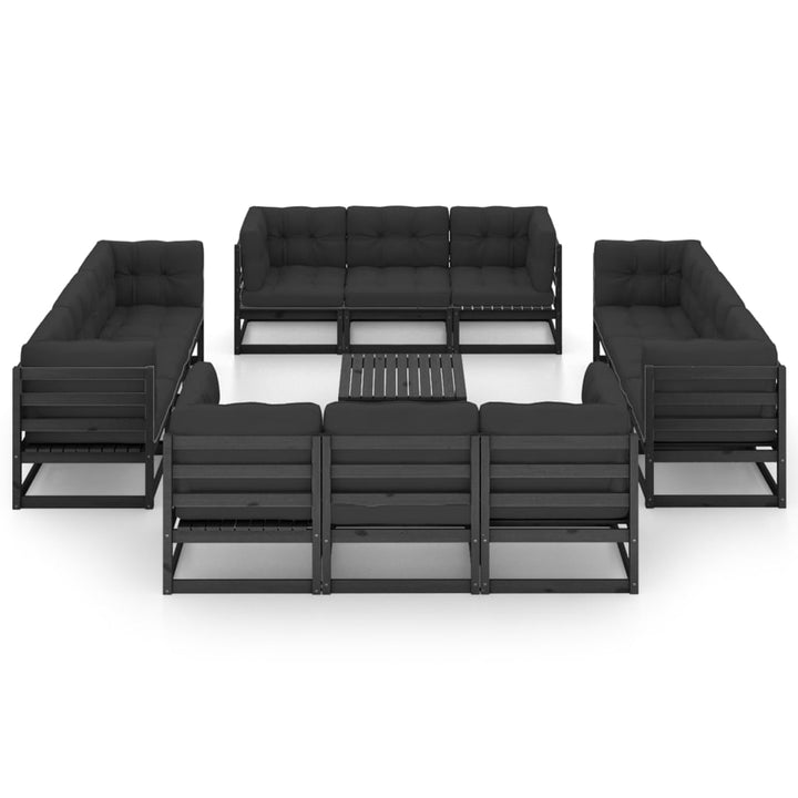 Vixl Set Mobilier Grădină Cu Perne, 13 Piese, Lemn Masiv Pin