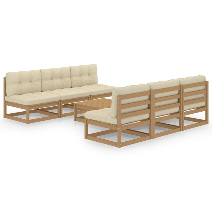 Vixl Set Mobilier Grădină Cu Perne, 7 Piese, Lemn Masiv Pin