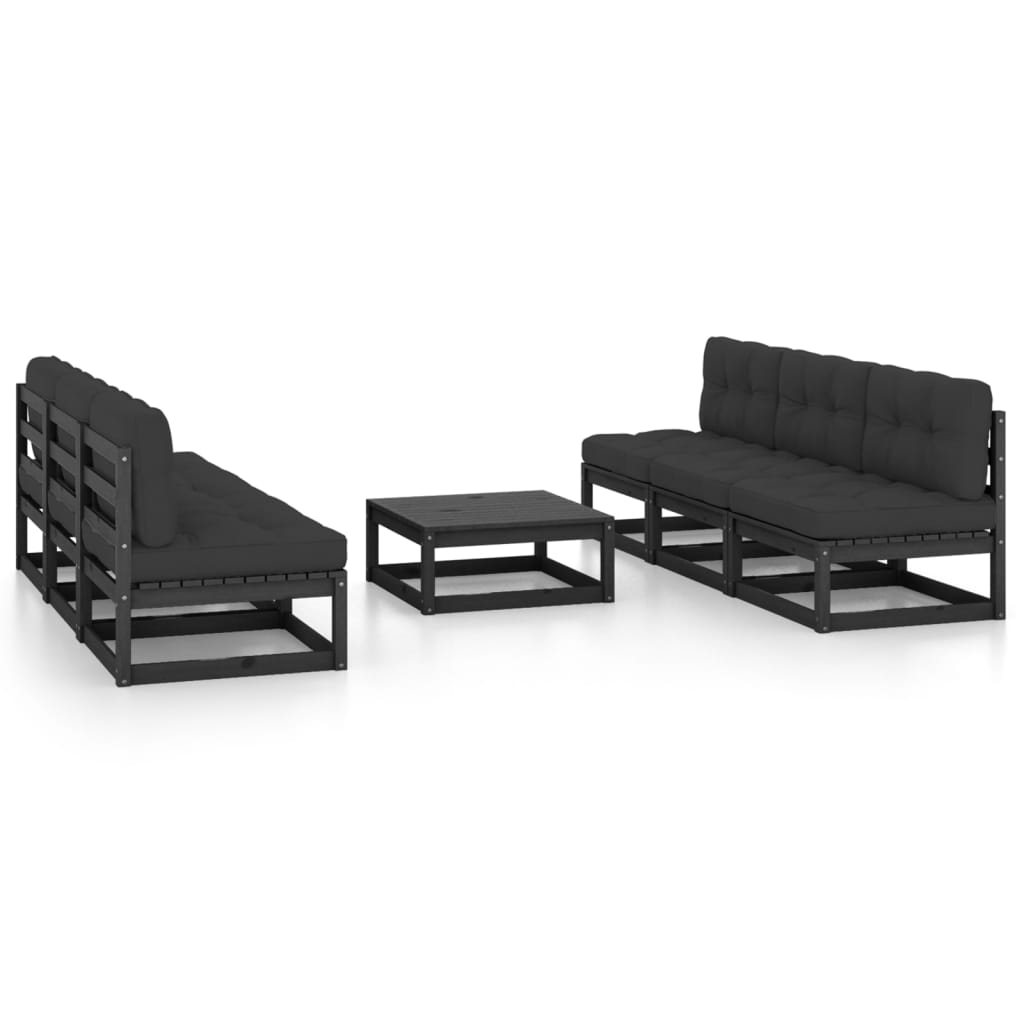 Vixl Set Mobilier Grădină Cu Perne, 7 Piese, Lemn Masiv Pin