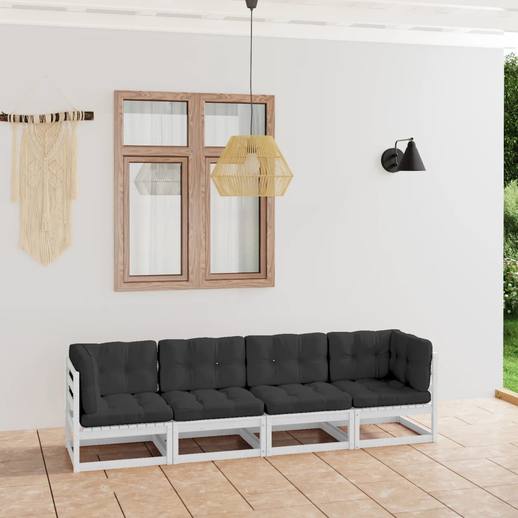 Set Mobilier De Grădină Cu 4 Locuri, , Lemn Masiv De Pin