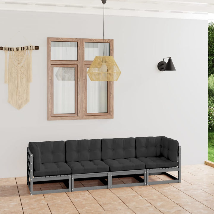 Set Mobilier De Grădină Cu 4 Locuri, , Lemn Masiv De Pin