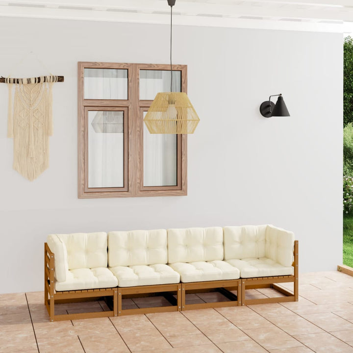Set Mobilier De Grădină Cu 4 Locuri, , Lemn Masiv De Pin