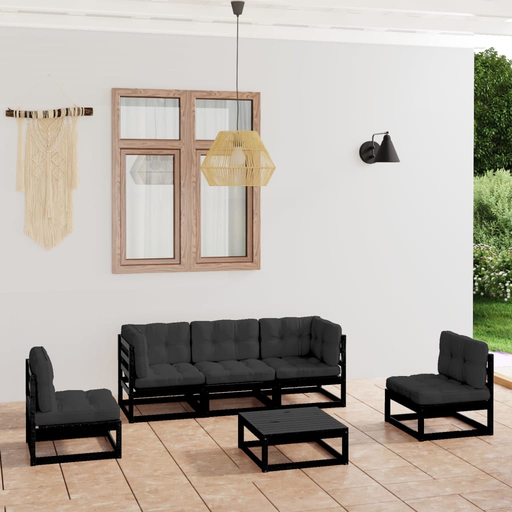 Vixl Set Mobilier De Grădină Cu Perne, 6 Piese, Lemn Masiv De Pin
