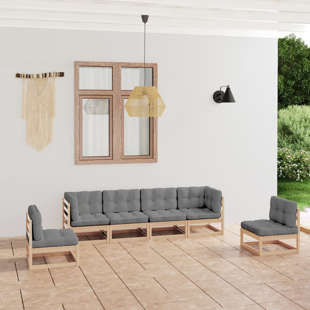 Vixl Set Mobilier De Grădină Cu Perne, 6 Piese, Lemn Masiv De Pin