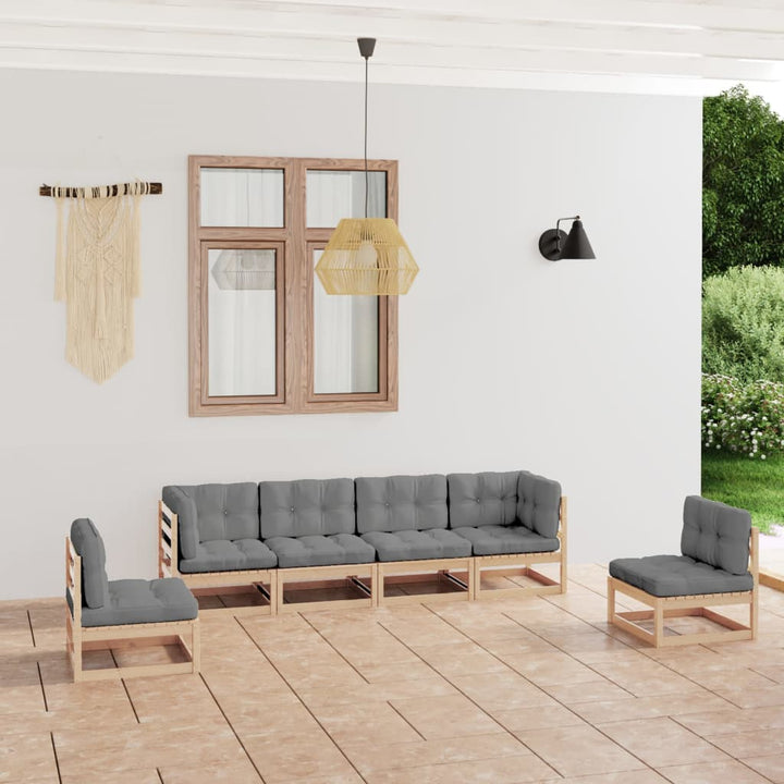Vixl Set Mobilier De Grădină Cu Perne, 6 Piese, Lemn Masiv De Pin