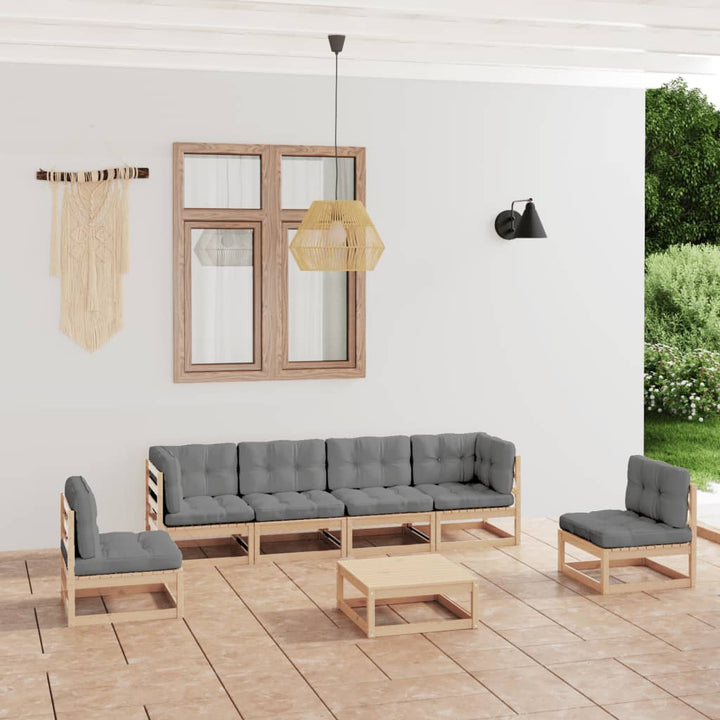 Vixl Set Mobilier Grădină Cu Perne, 7 Piese, Lemn Masiv Pin