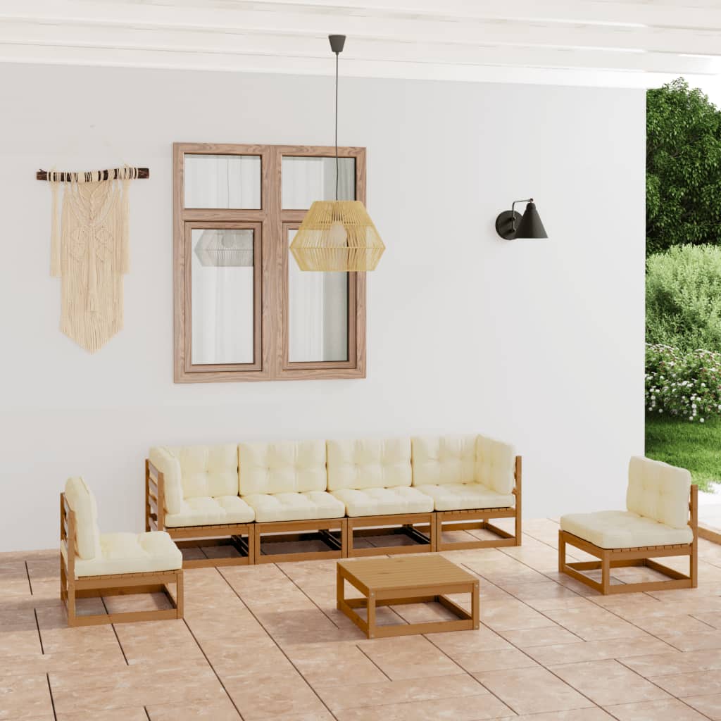 Vixl Set Mobilier Grădină Cu Perne, 7 Piese, Lemn Masiv Pin