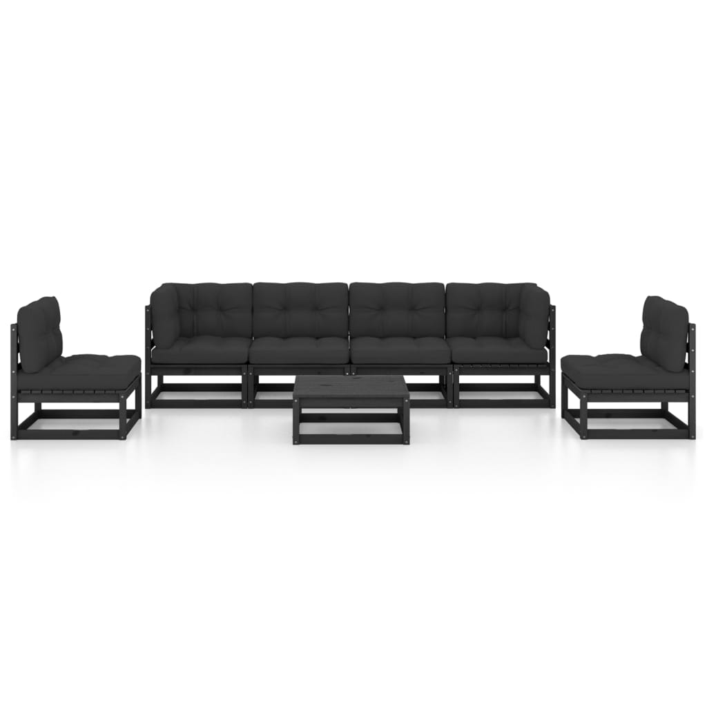 Vixl Set Mobilier Grădină Cu Perne, 7 Piese, Lemn Masiv Pin