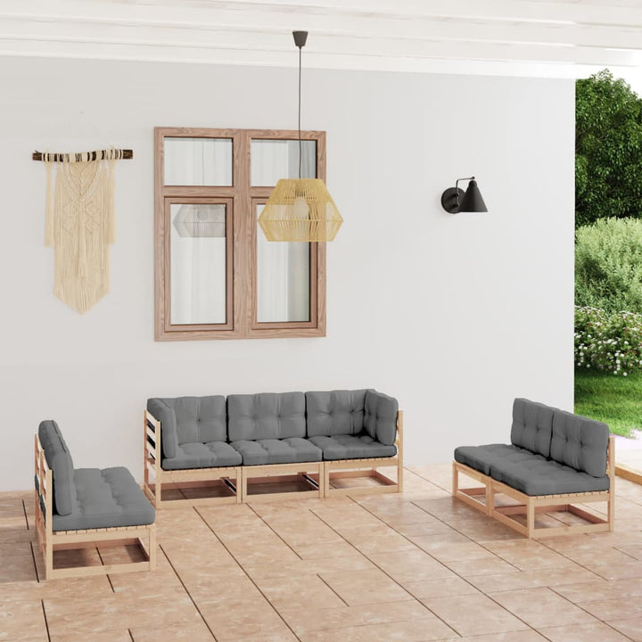 Vixl Set Mobilier De Grădină Cu Perne, 7 Piese, Lemn Masiv De Pin