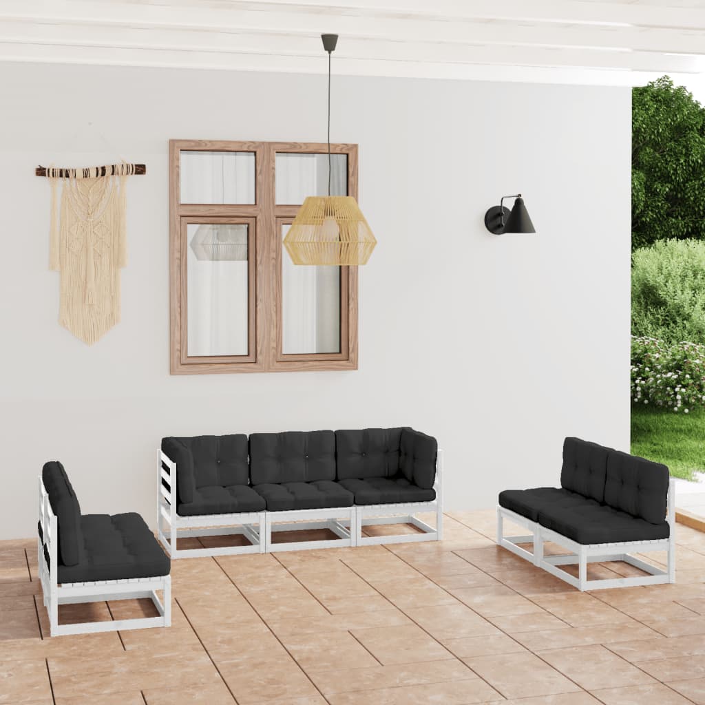 Vixl Set Mobilier De Grădină Cu Perne, 7 Piese, Lemn Masiv De Pin