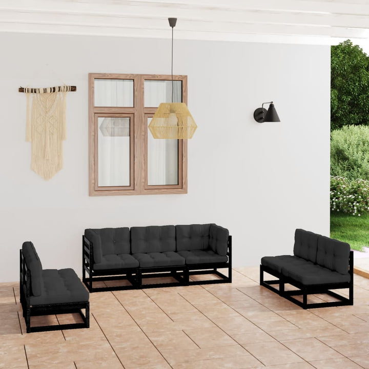 Vixl Set Mobilier De Grădină Cu Perne, 7 Piese, Lemn Masiv De Pin