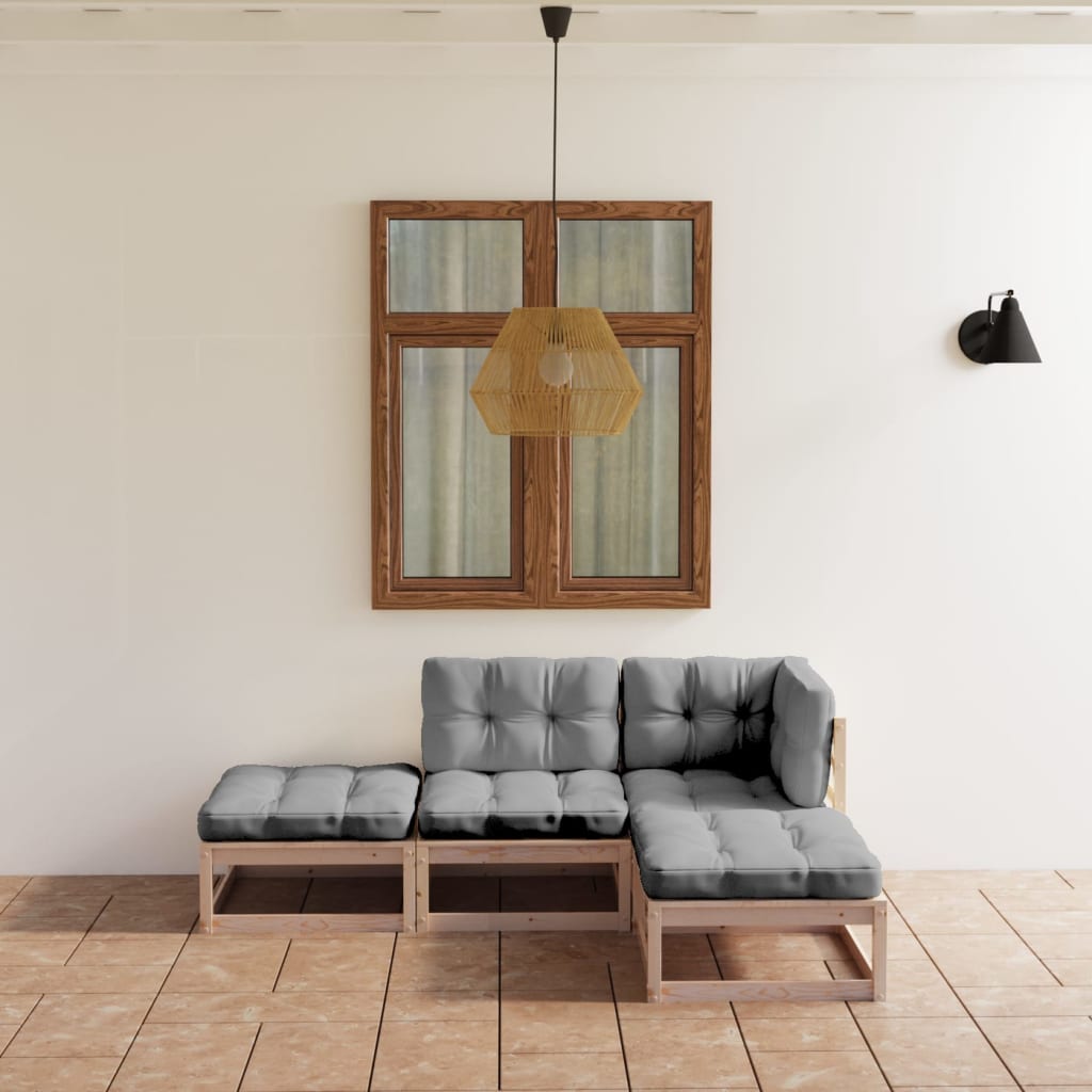 Vixl Set Mobilier De Grădină Cu Perne, 4 Piese, Lemn Masiv De Pin