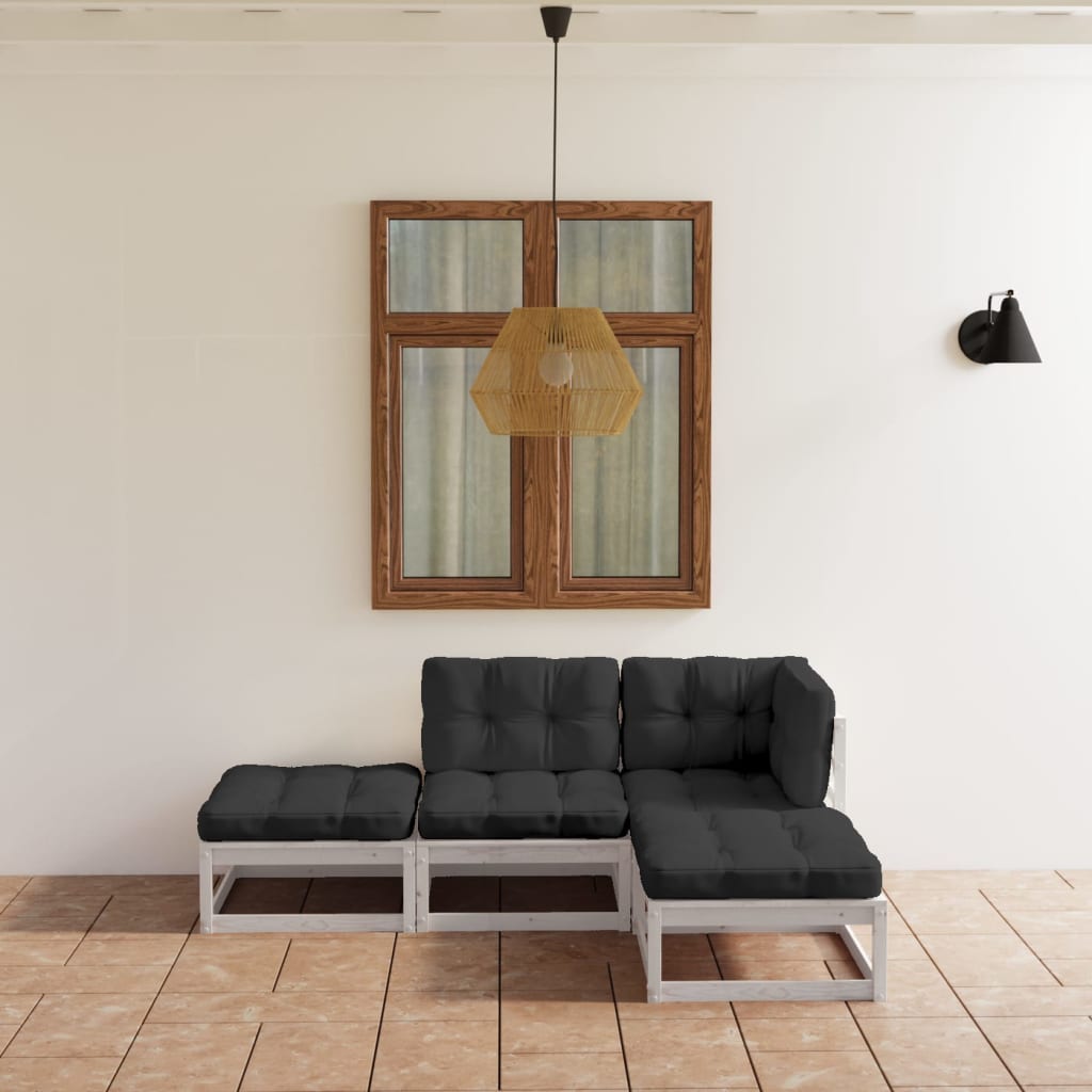 Vixl Set Mobilier De Grădină Cu Perne, 4 Piese, Lemn Masiv De Pin