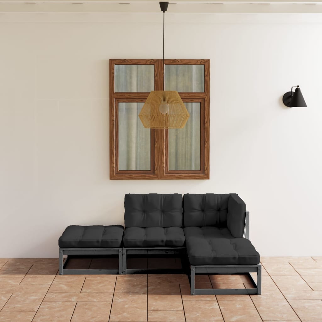 Vixl Set Mobilier De Grădină Cu Perne, 4 Piese, Lemn Masiv De Pin